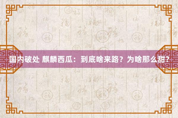 国内破处 麒麟西瓜：到底啥来路？为啥那么甜？