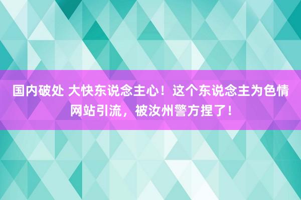 国内破处 大快东说念主心！这个东说念主为色情网站引流，被汝州警方捏了！