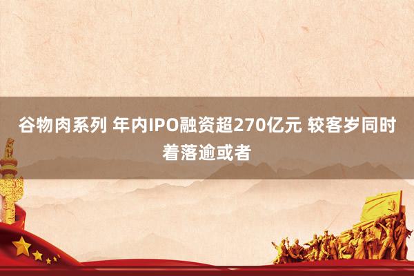 谷物肉系列 年内IPO融资超270亿元 较客岁同时着落逾或者