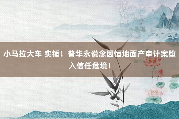 小马拉大车 实锤！普华永说念因恒地面产审计案堕入信任危境！