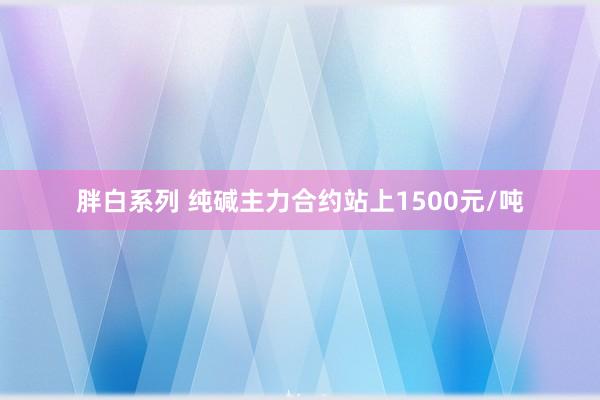 胖白系列 纯碱主力合约站上1500元/吨