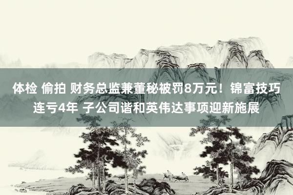 体检 偷拍 财务总监兼董秘被罚8万元！锦富技巧连亏4年 子公司谐和英伟达事项迎新施展