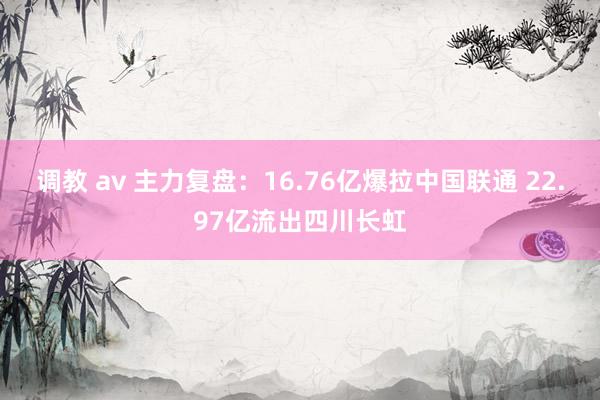 调教 av 主力复盘：16.76亿爆拉中国联通 22.97亿流出四川长虹